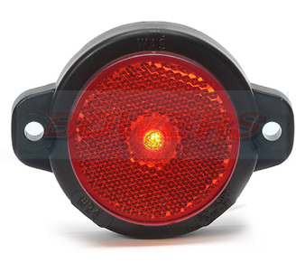 WAS W24RR 12v/24v Red Rear Round LED Marker Light Lamp With Reflector